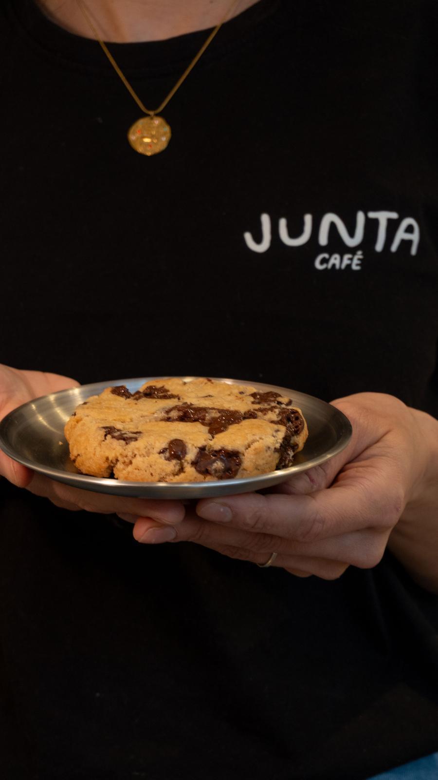 Cookie on a metal plate